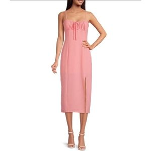 Gianni Bini Maya Ruched Tie Sweetheart Neck Sleeveless Sheath Thigh Dress